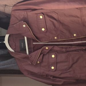 J Crew Downtown Jacket Burgundy Gold Buttons Women's Medium